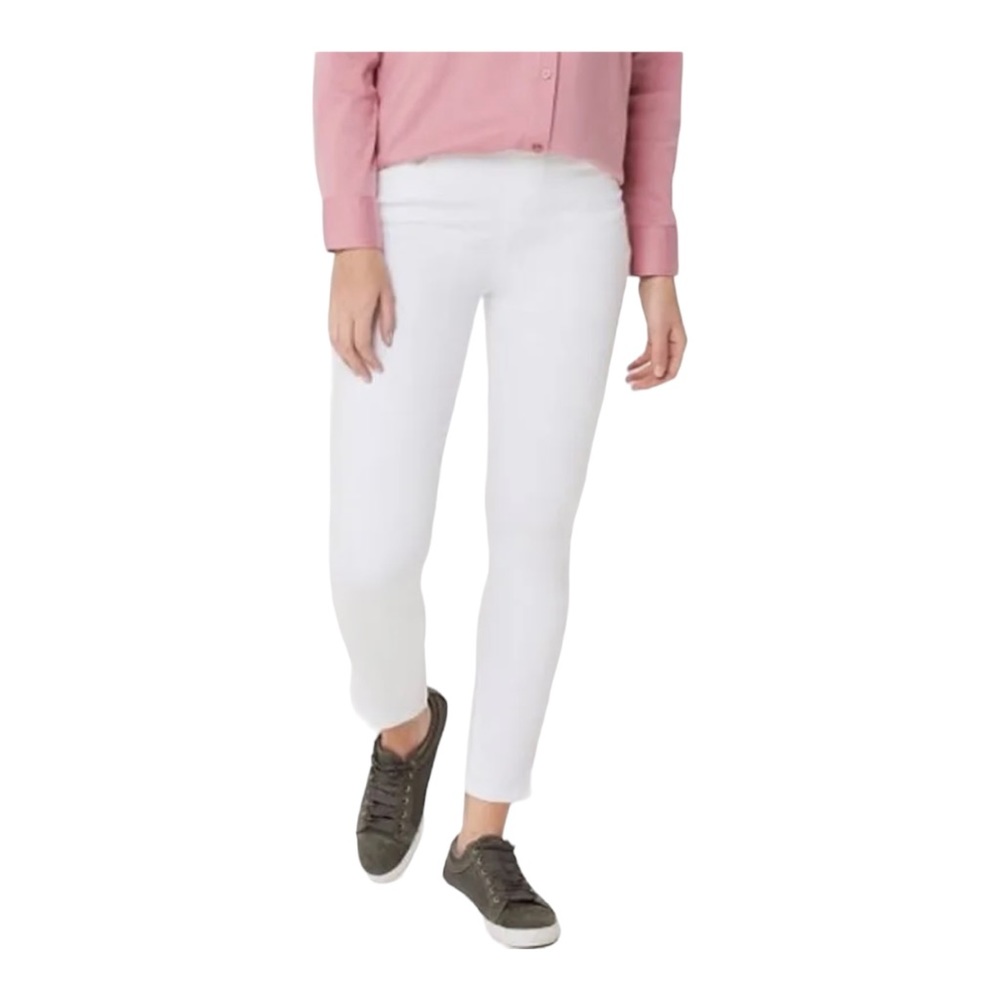 Martha Stewart Knit Denim Ankle Jeans w/ Zipper Detail in White